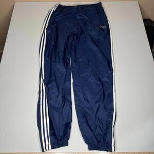 Adidas Men’s Track Pants Navy Blue White 3-Stripe Size L USA – Vintage Nylon